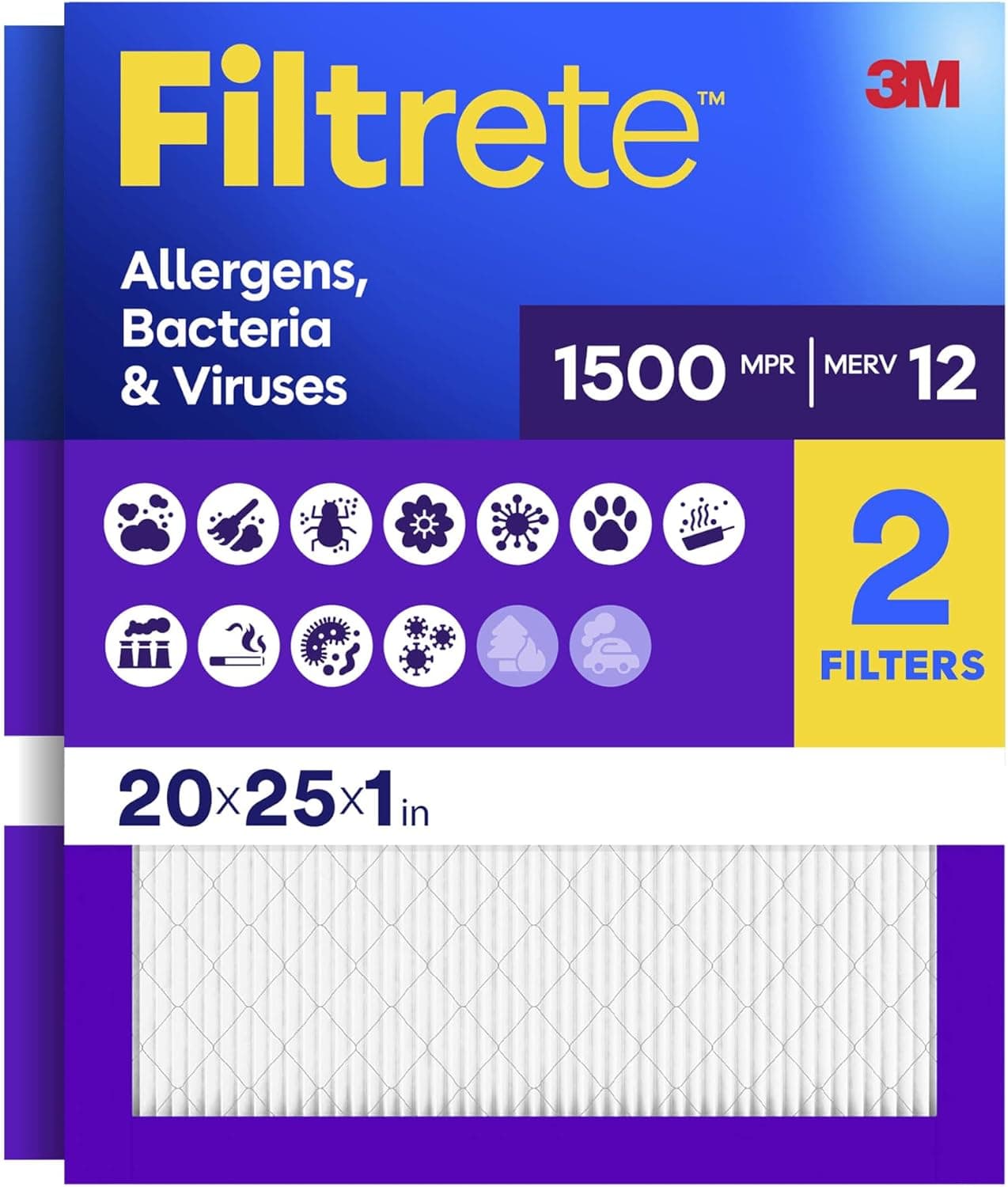 Filtrete 20x25x1 MERV 12, 2-pack